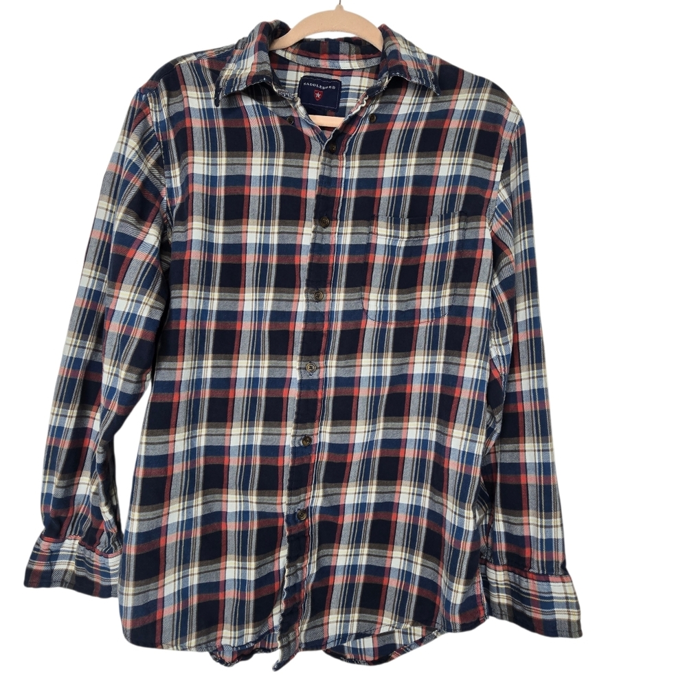 Saddlebred plaid flannel button-up shirt